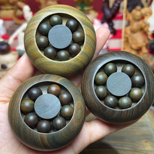 天然绿檀大号转盘风火轮解压减压神器随身手把件时来运转盘玩把件