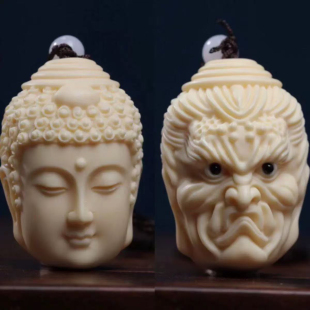 象牙果一念之间手把件佛魔阿弥陀佛吊坠文玩汽车挂件保平安装饰品