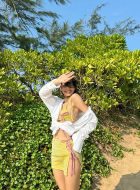 【Lisa同款】Tantan 泰国品牌 官网正品 沙滩蝴蝶结吊带分体泳衣