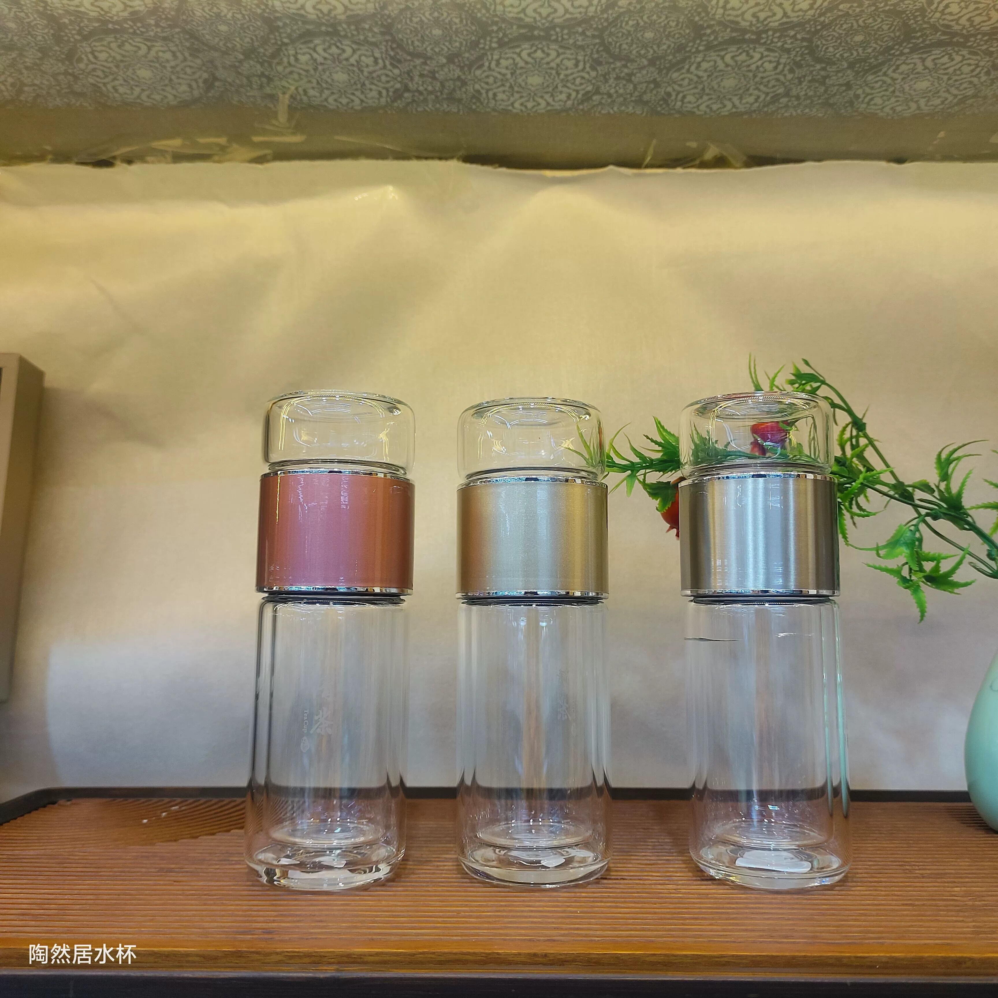 热卖华象迷你茶水分离泡茶 ins风女士双层玻璃杯可爱口袋小巧杯子