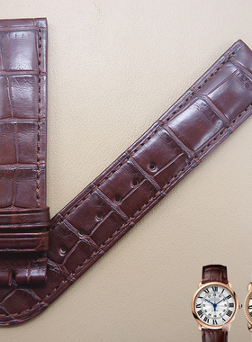 适用于卡地亚路易圆形WR000651/6800251/6801005鳄鱼皮手表带真皮
