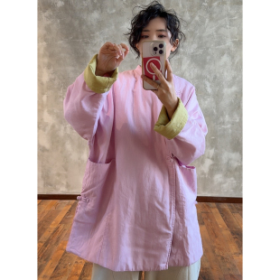 YIMIAN 心动预警温柔系简约东方美撞色立领开叉设计棉衣226092