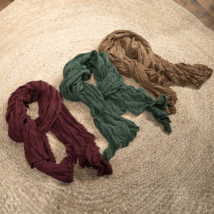 文艺褶皱百搭纯色围巾 款 YIMIAN 四季