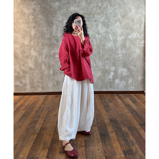 YIMIAN 清冷感浪漫春光小众设计极简风纯色舒适上衣21229