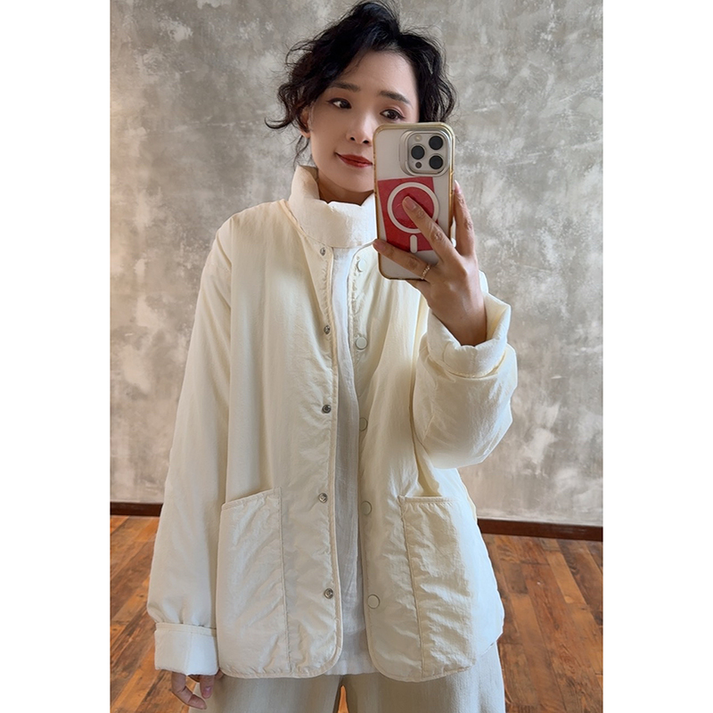 YIMIAN  极简简约纯色气质圆领空气感软糯宽松加棉上衣2625577