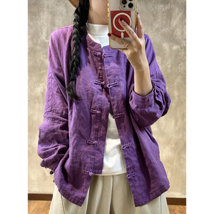 上衣29001 盘扣高级感双层开衫 YIMIAN 素雅韵味亚麻复古改良中式