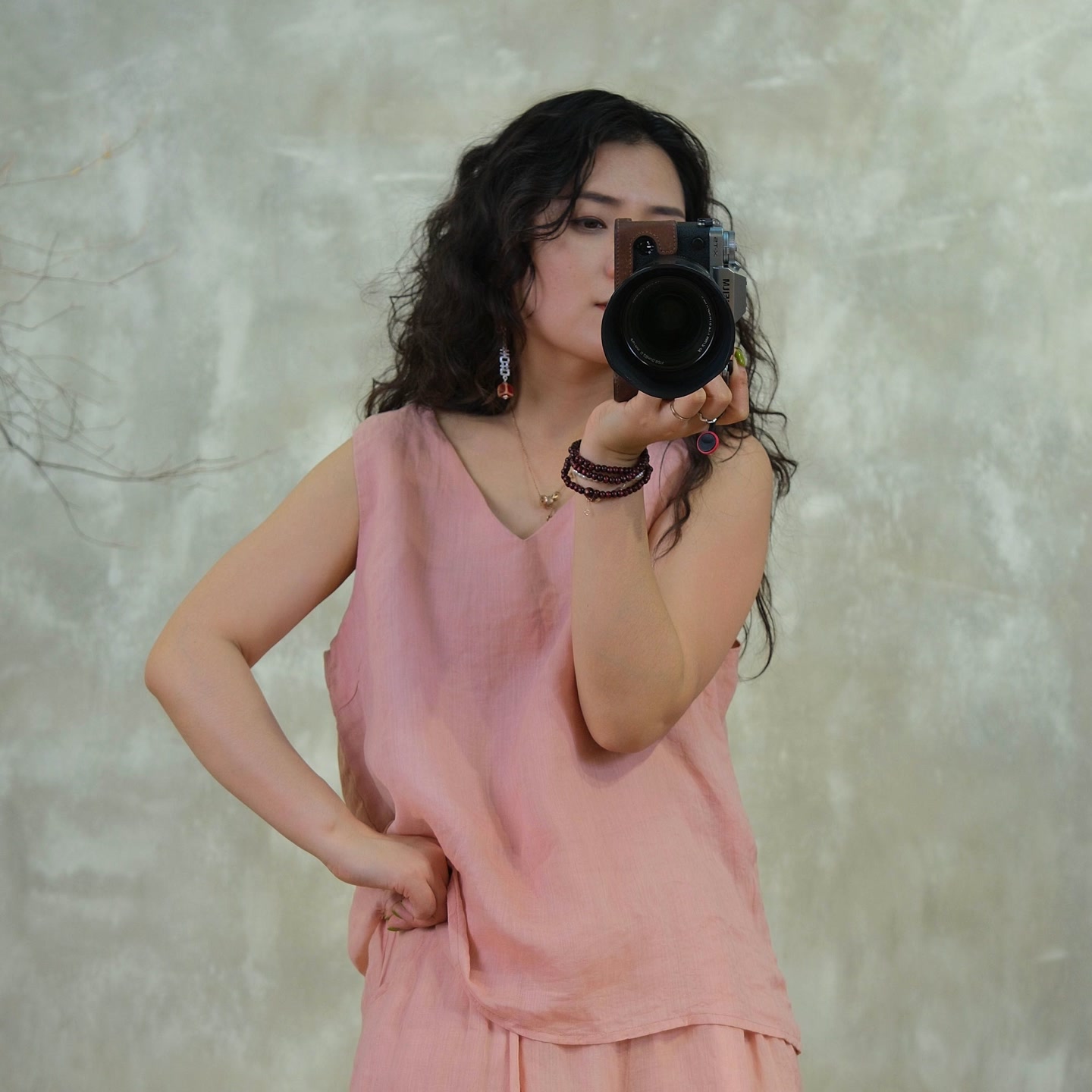 YIMIANV领双层背心无袖