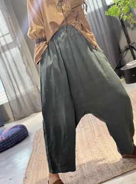 YIMIAN 原创亚麻纯色百搭文艺吊档休闲个性裤25886