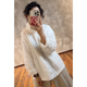 YIMIAN 苎麻设计款 堆堆领纯色简约宽松显瘦加棉棉衣2625512