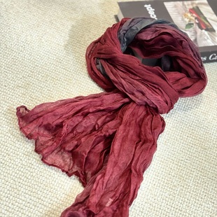 YIMIAN 田园清爽百搭休闲围巾 小清新轻薄褶皱双色文艺四季