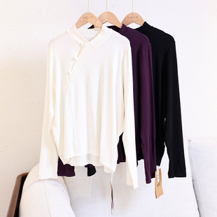 YIMIAN 国风立领盘扣宽松显瘦针织打底衫26080