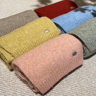 YIMIAN 细腻温柔氛围感纯色针织加厚保暖亲肤柔软舒适围巾