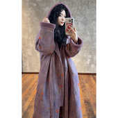 YIMIAN 时髦优雅高端美学连帽落肩宽松慵懒感百搭棉衣2290531