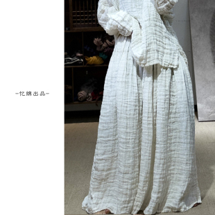 YIMIAN 温婉东方美时髦出街百搭亚麻显瘦松紧腰气质半身裙2624607