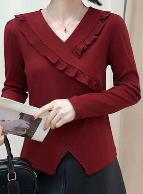 2026春季新款时尚V领法式高档纯色小衫气质减龄百搭显瘦长袖上衣