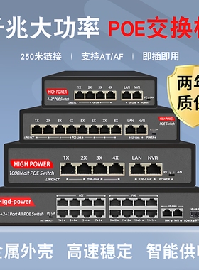 安亿通POE交换机监控4口8口16口24口48V网线供电千兆百兆无线AP国标支持标准大华海康摄像头免poe分离器专用