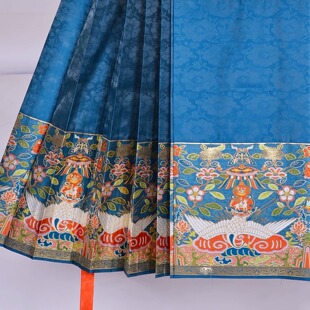 囿春【面料】灵芝福鹿仙鹤 春江绿暖 三多白财猫 织金纱马面裙料