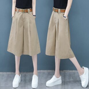 夏薄款 宽松韩版 裙马裤 阔腿裤 67分裤 女七分裤 中裤 休闲裤 高腰直筒裤