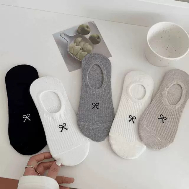 现货秒发！拍一发10双~高品质168针棉袜韩系蝴蝶结船袜不掉跟