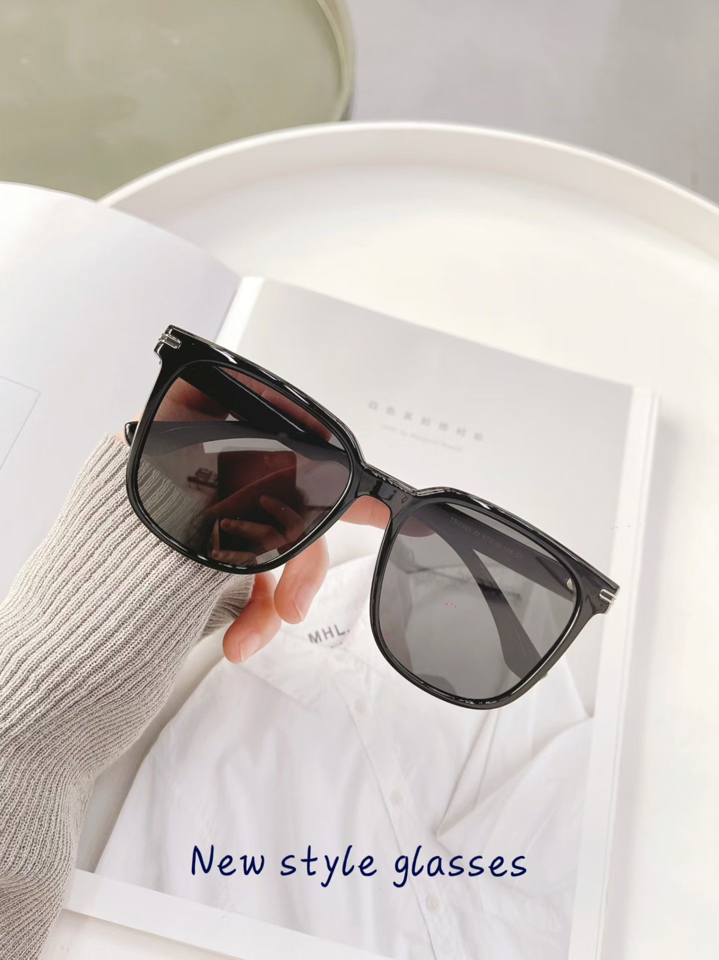 偏光近视太阳镜男女款大脸可配度数开车专用大框57mm高级黑框墨镜