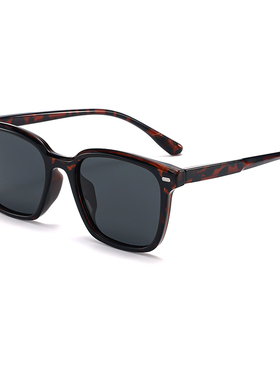 复古玳瑁色高清偏光方形太阳眼镜男女大脸显瘦防紫外线墨镜配度数