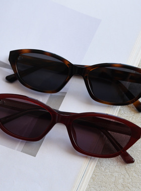 复古玳瑁色猫眼偏光太阳眼镜男女时尚感红色大框墨镜防晒防紫外线