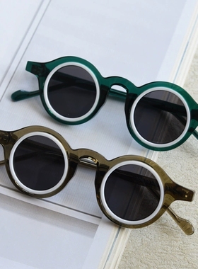 欧美绿色双圈复古板材个性太阳镜男女网红凹造型街拍搞怪墨镜ins