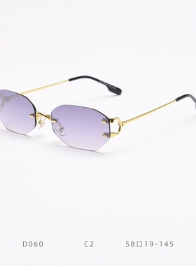 复古无框切边墨镜男个性前卫小方框多边形太阳镜女防晒防紫外线潮