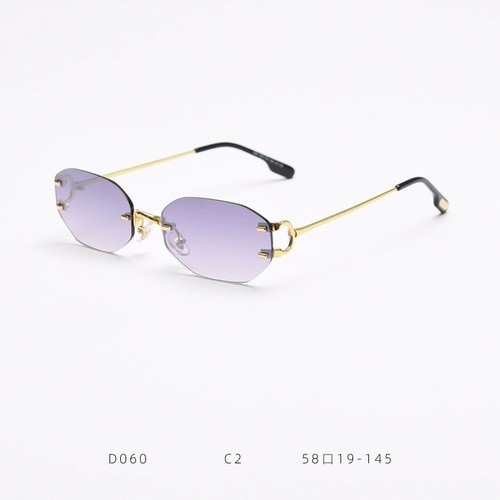 复古无框切边墨镜男个性前卫小方框多边形太阳镜女防晒防紫外线潮