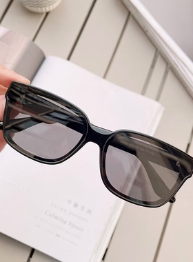 欧美方形砂蓝色雪地偏光太阳镜女时尚窄框凹造型墨镜男防紫外线潮