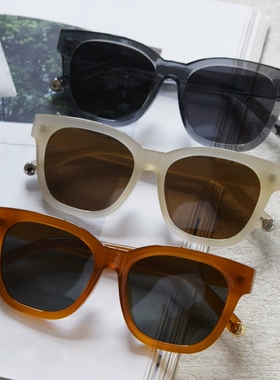 高级感南瓜黄韩版墨镜女大方框玳瑁显脸小素颜偏光太阳镜男配近视