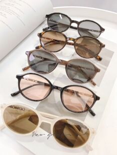 复古椭圆TR金属偏光太阳眼镜男女玳瑁色书呆子墨镜防紫外线可配近