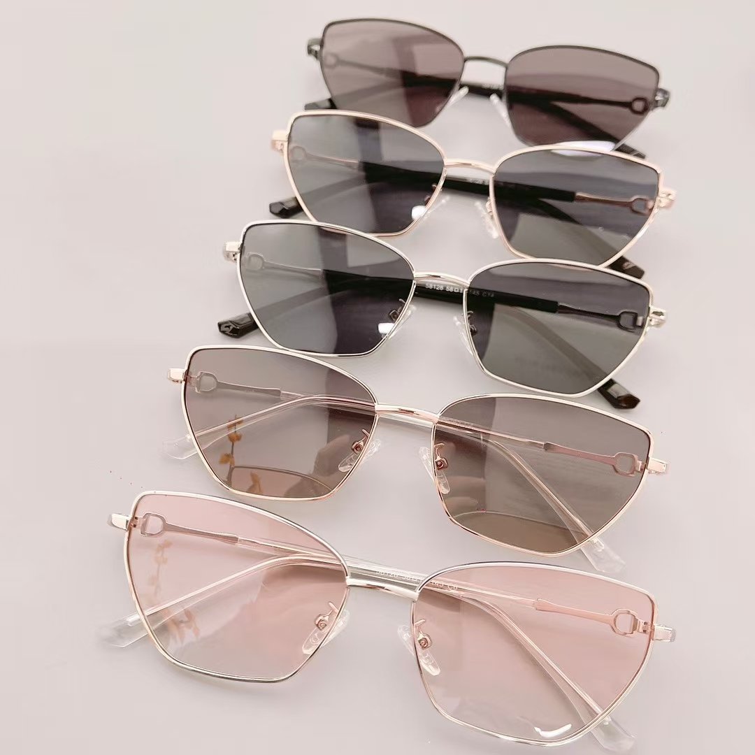 【2025新款】浅粉色猫眼偏光墨镜男女高级感防紫外线金丝太阳眼镜