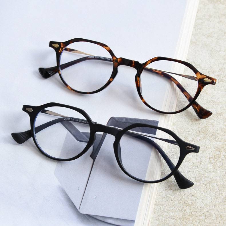 复古多边形个性铆钉近视眼镜框潮男女文艺素颜平光镜架可配有度数