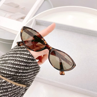 复古椭圆果冻粉偏光太阳眼镜女网红同款防紫外线UV400近视墨镜男