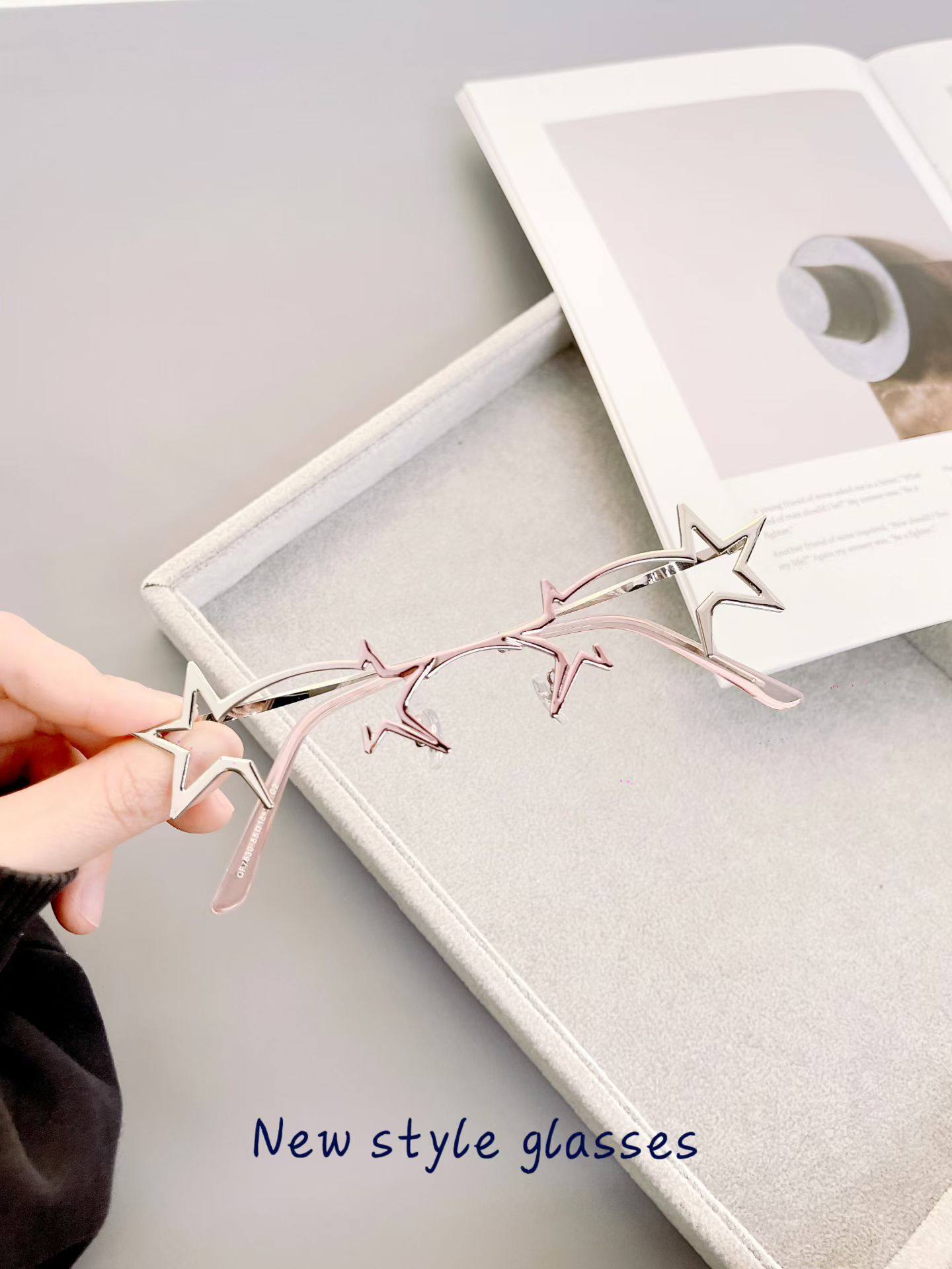 韩版新款星星无镜片金属眼镜女Y2K个性折叠眼睛架男生日婚礼装饰