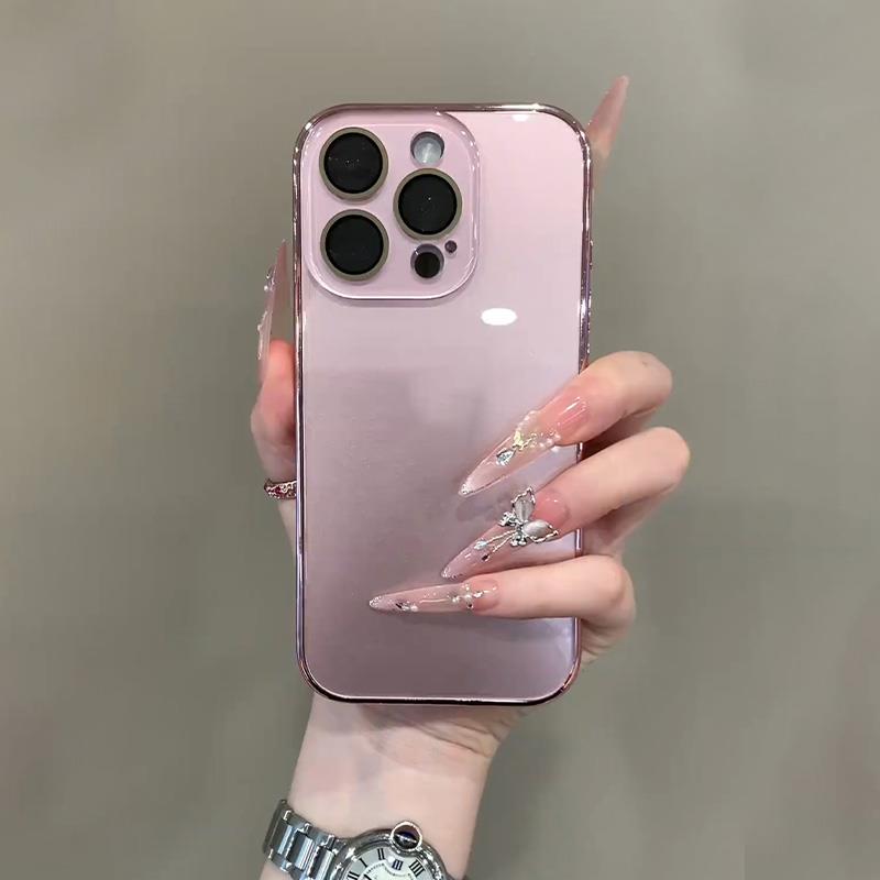 原机质感玻璃壳适用iphone16苹果15promax手机壳新款2025网红爆款紫色高级防指纹14P防摔13手机套17全包外壳