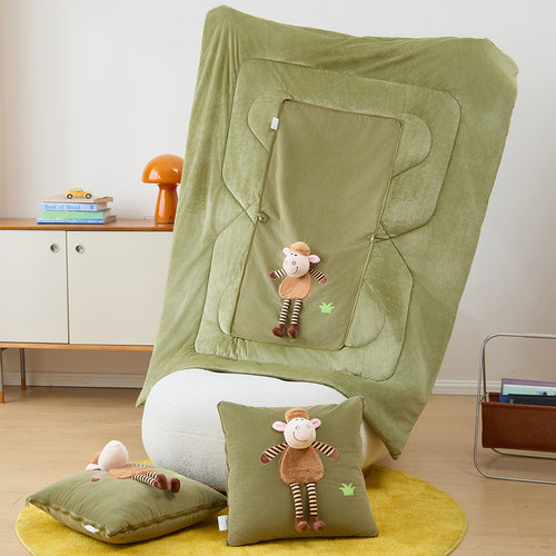 加厚夹棉抱枕被子两用