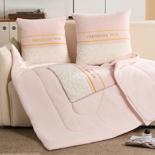 加厚牛奶绒盖毯抱枕被子二合一