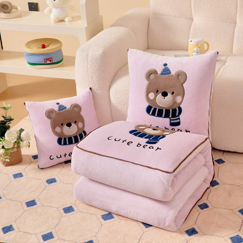 抱枕被子两用加厚牛奶绒毯午睡