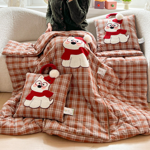 卡通全棉手提两用抱枕被夏用纯棉