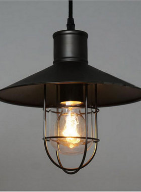 复古工业风loft简约吊灯创意个性餐厅吧台灯黑色锅盖灯罩式吊线灯