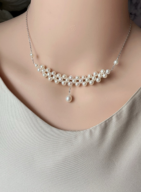 淡水珍珠吊坠修饰脸型遮疤项链