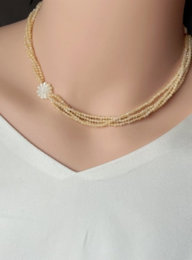 轻奢潮小众设计感多层锆石项链女气质个锁骨链颈