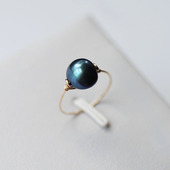 黑珍珠戒指女巴洛克不规则淡水简约大气个性 原创手工定制食指戒
