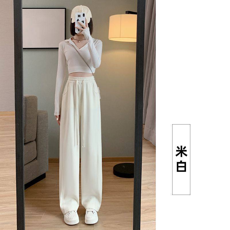 大码运动裤女百搭春秋修饰腿型款高腰宽松直筒显瘦休闲卫裤阔腿裤,女装/女士精品,卫裤,淘宝优惠券,粉丝福利购,淘宝优惠卷