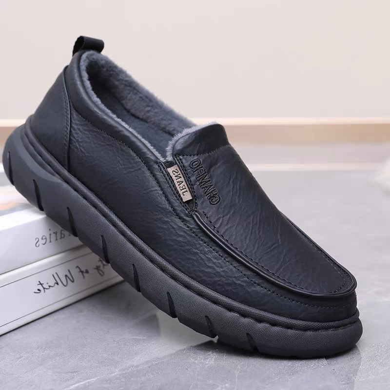 老北京布鞋男鞋冬季加绒保暖二棉鞋男士休闲鞋一脚蹬防滑爸爸鞋子