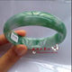 翡翠色冰种油青飘花玉手镯少女款 翠绿色翡翠手镯正圈玉石手镯爆款
