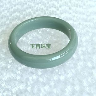 粉青爆款和田色玉且末蓝手镯宽条手镯简约款鸭蛋青玉石手镯子百搭