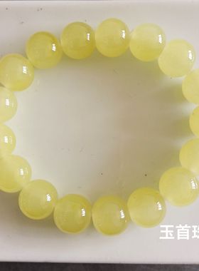 新款高档黄口手串圆珠男女款冰种手链招财黄玉手串12mm